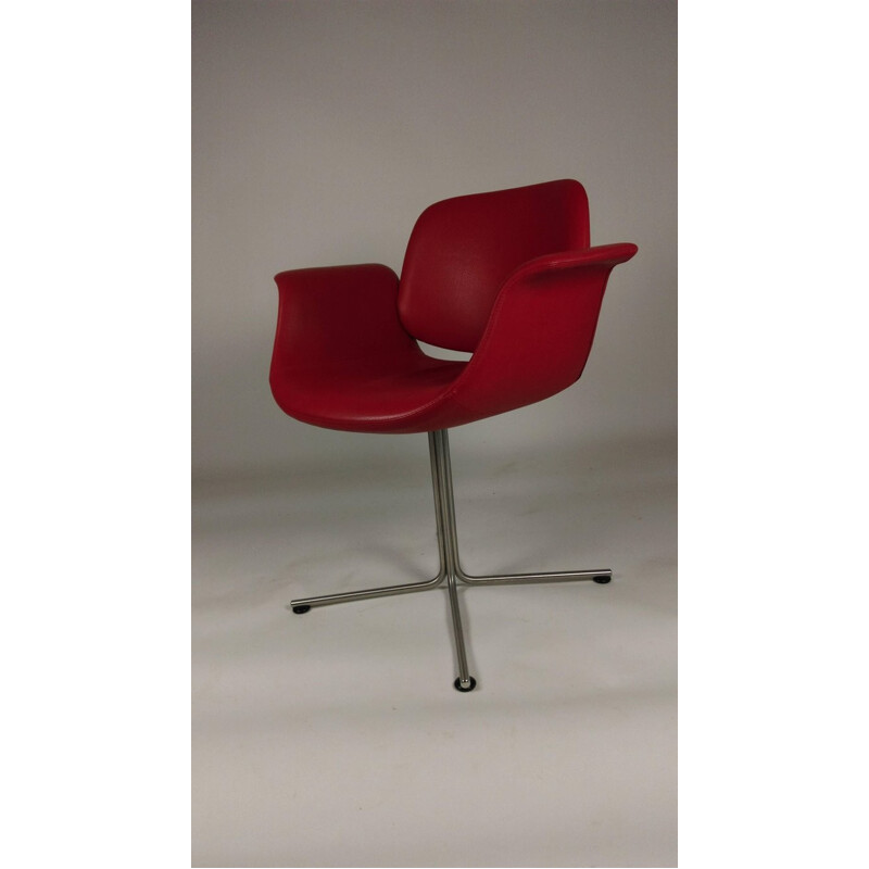 Vintage armchair in red leather by Foersom and Hjorth-Lorenzen for Erik Jørgensen, 2000