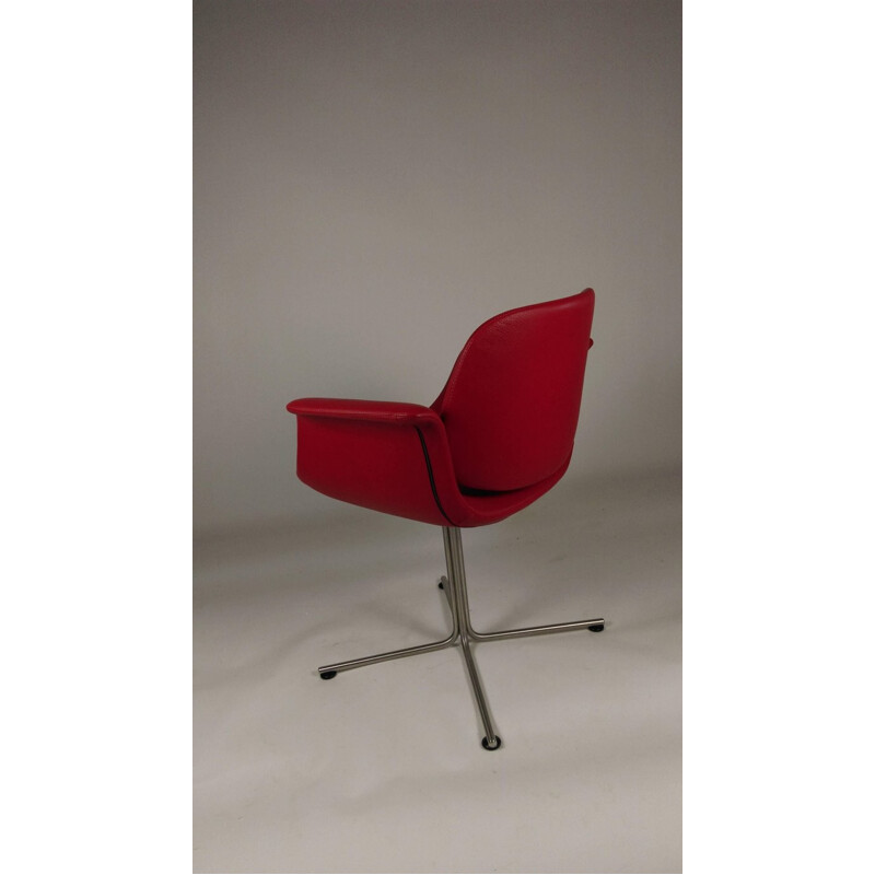 Vintage armchair in red leather by Foersom and Hjorth-Lorenzen for Erik Jørgensen, 2000
