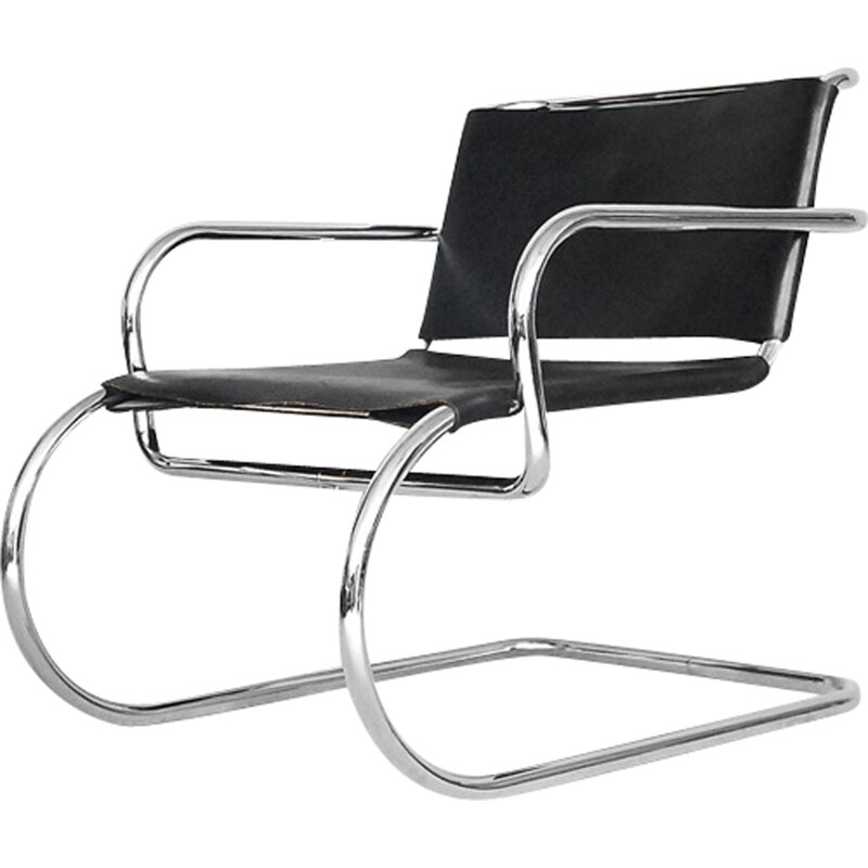 Vintage "Bauhaus" German leather chair by Franco Albini for Tecta - 1950s