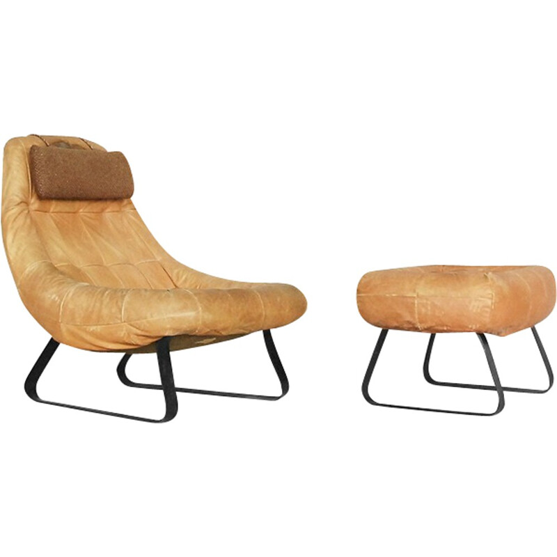 Vintage Brazilian lounge chair and ottoman by Percival Lafer for Lafer MP - 1970s