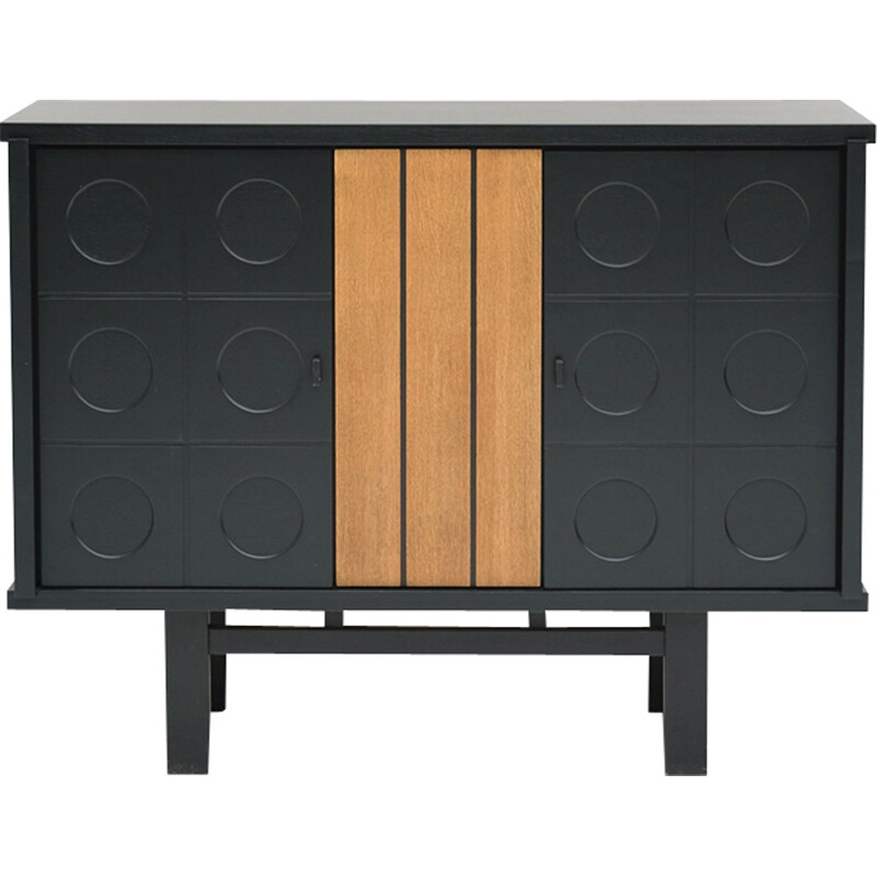 Vintage ebonized brutalist cabinet - 1970s