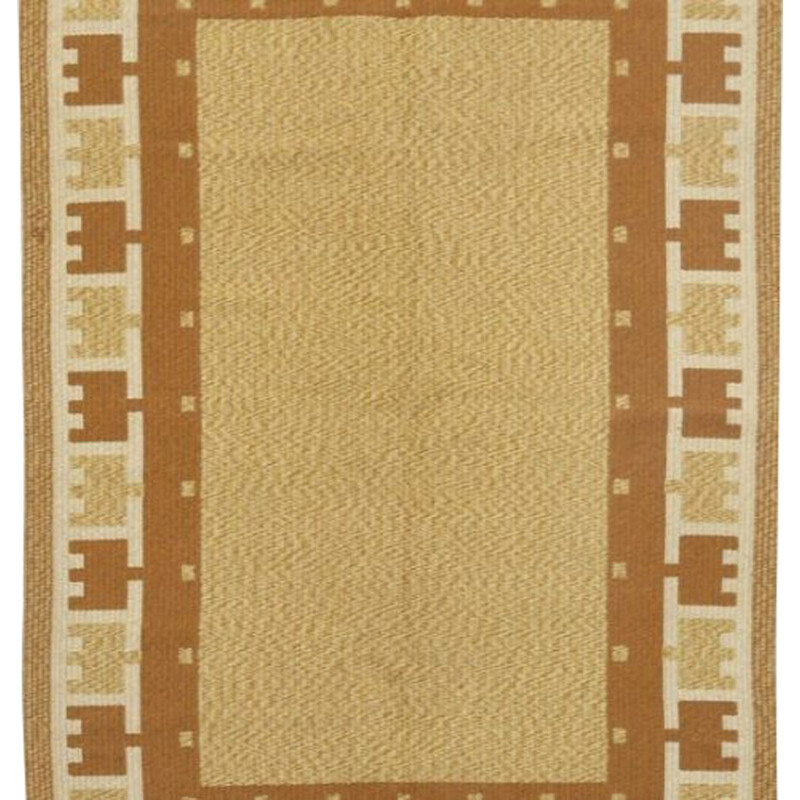 Vintage Ocher yellow carpet with patterns - 1960s