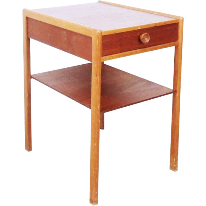 Table de chevet vintage aux lignes épurées en teck - 1960