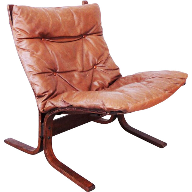 Vintage "Siesta" leather armchair by Ingmar Relling for Westnofa - 1960s