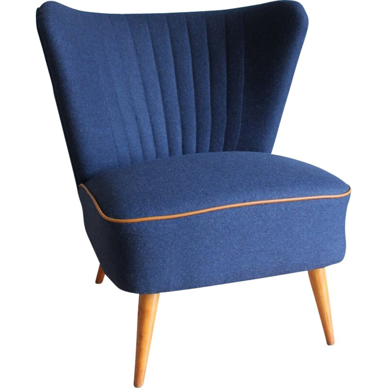 Vintage Cocktail Armchair in blue navy - 1950s