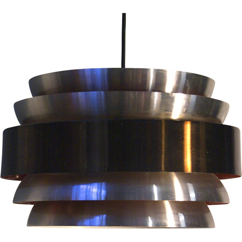 Vintage Pendant Lamp in Orange, light aluminium and dark gold by Lakro Amstelveen - 1970s