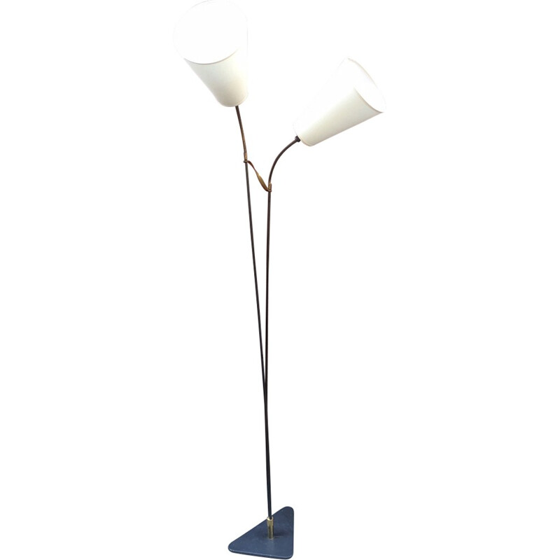 Danish Vintage Floor Lamp with white lampshades - 1960s