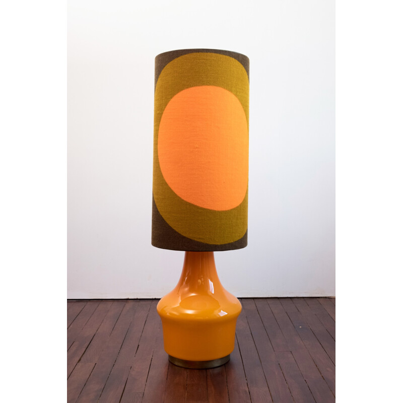 Glass Orange Vintage floor lamp with multicolour lamp Shade - 1960s