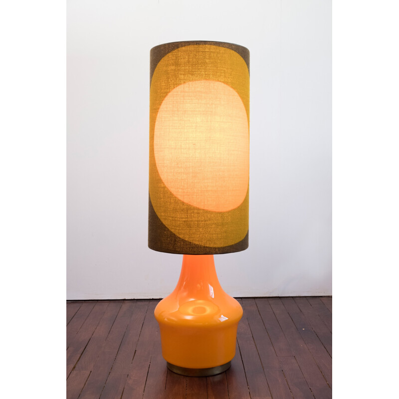 Glass Orange Vintage floor lamp with multicolour lamp Shade - 1960s