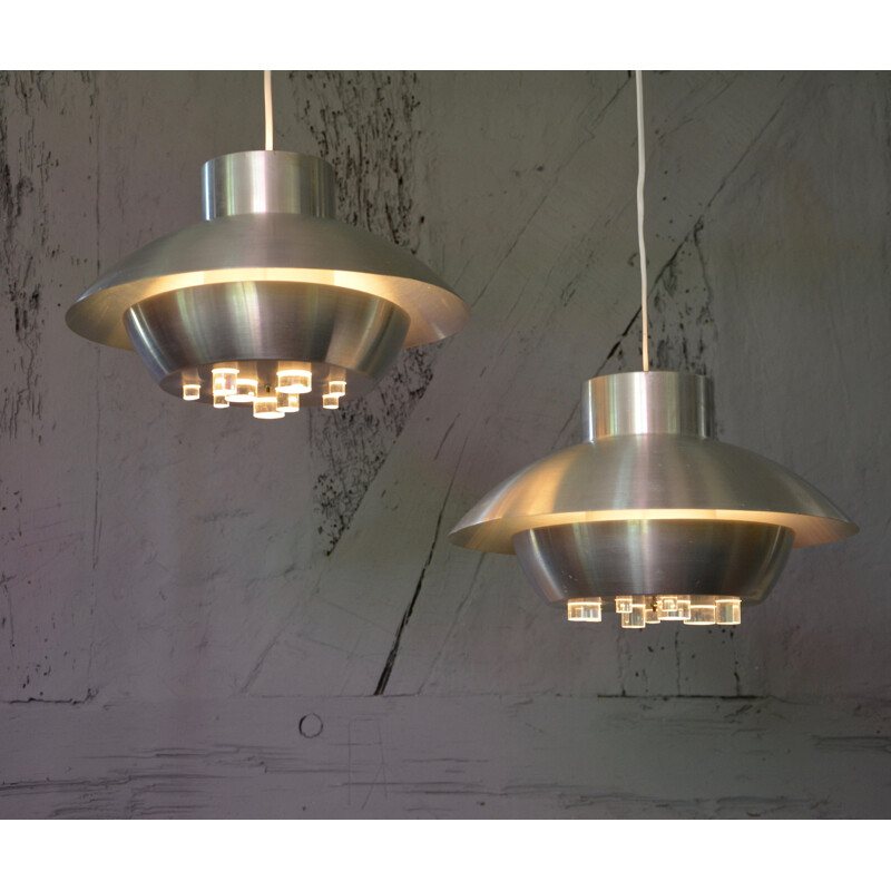 Set of 2 RAAK Vintage pendant lamp in aluminum - 1970s