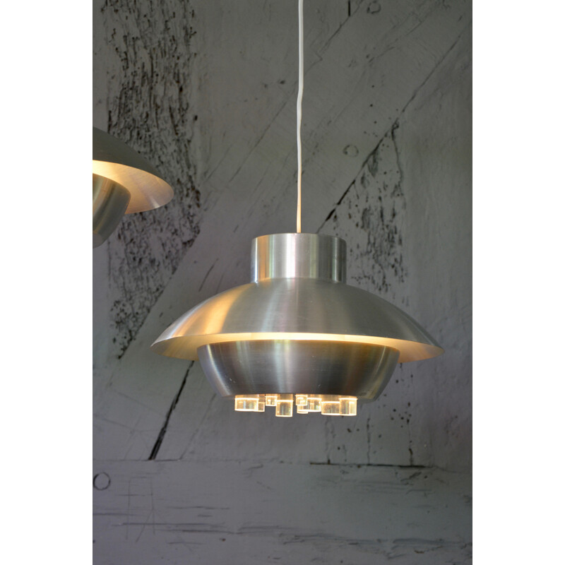 Set of 2 RAAK Vintage pendant lamp in aluminum - 1970s