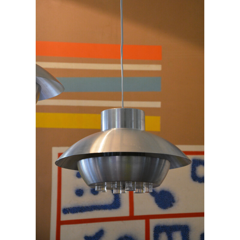 Set of 2 RAAK Vintage pendant lamp in aluminum - 1970s