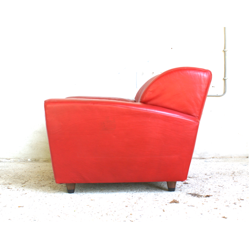 Rare red leather lounge chair from Montis - 1970s