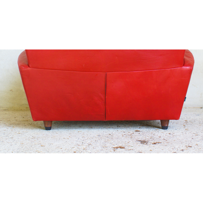 Rare red leather lounge chair from Montis - 1970s