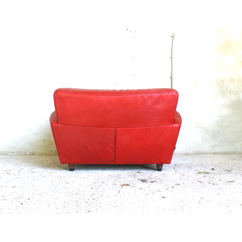 Fauteuil lounge Vintage rouge en cuir, édition Montis - 1970