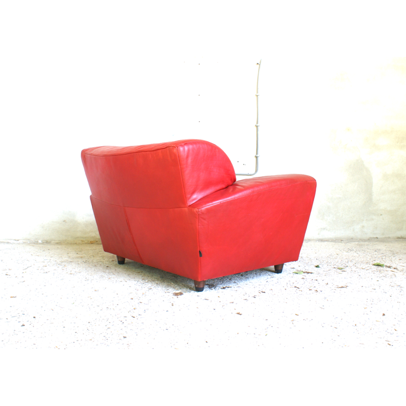 Rare red leather lounge chair from Montis - 1970s