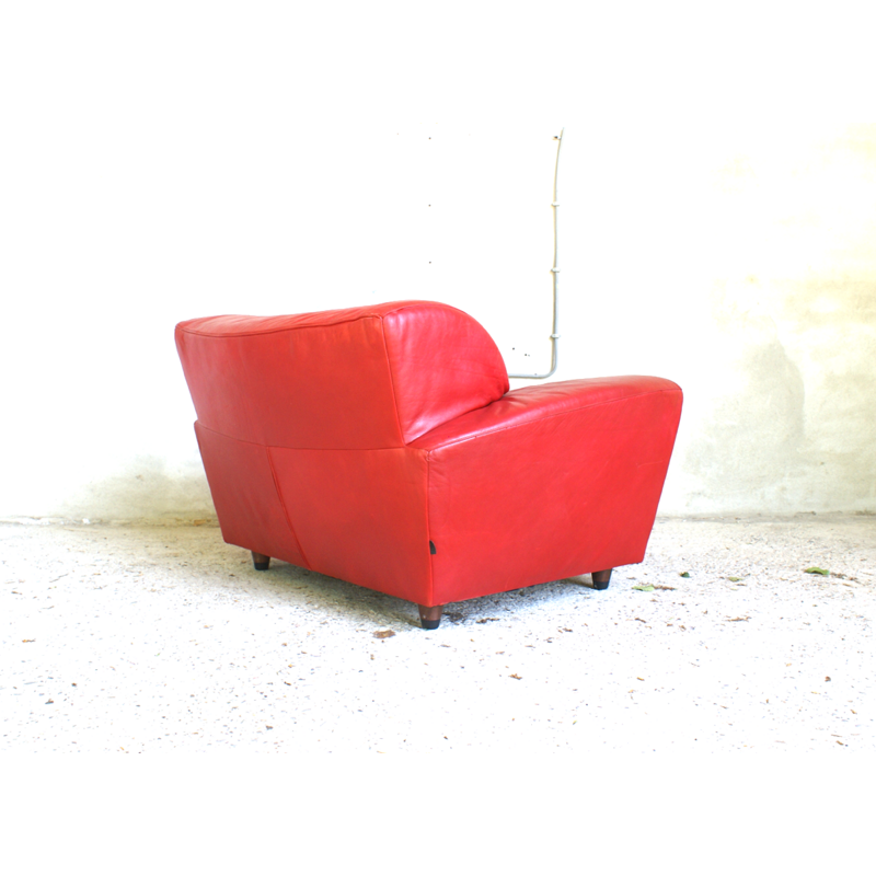 Vintage rood lederen lounge stoel, Montis editie - 1970