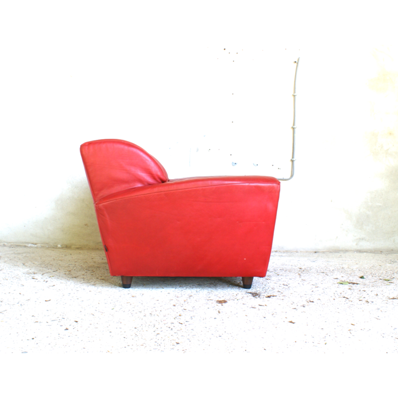 Rare red leather lounge chair from Montis - 1970s