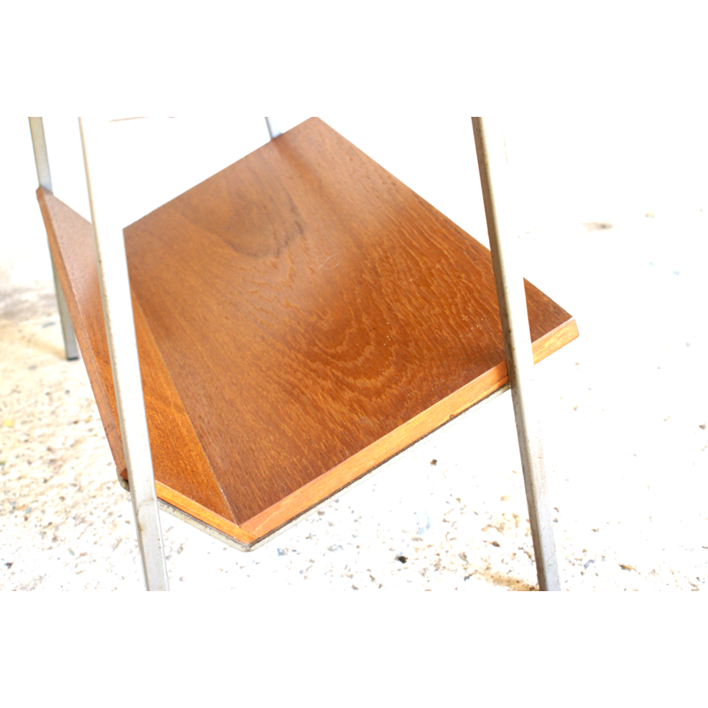 Vintage Dutch Side Table in Teak Veneer with Magazine Rack - 1960s