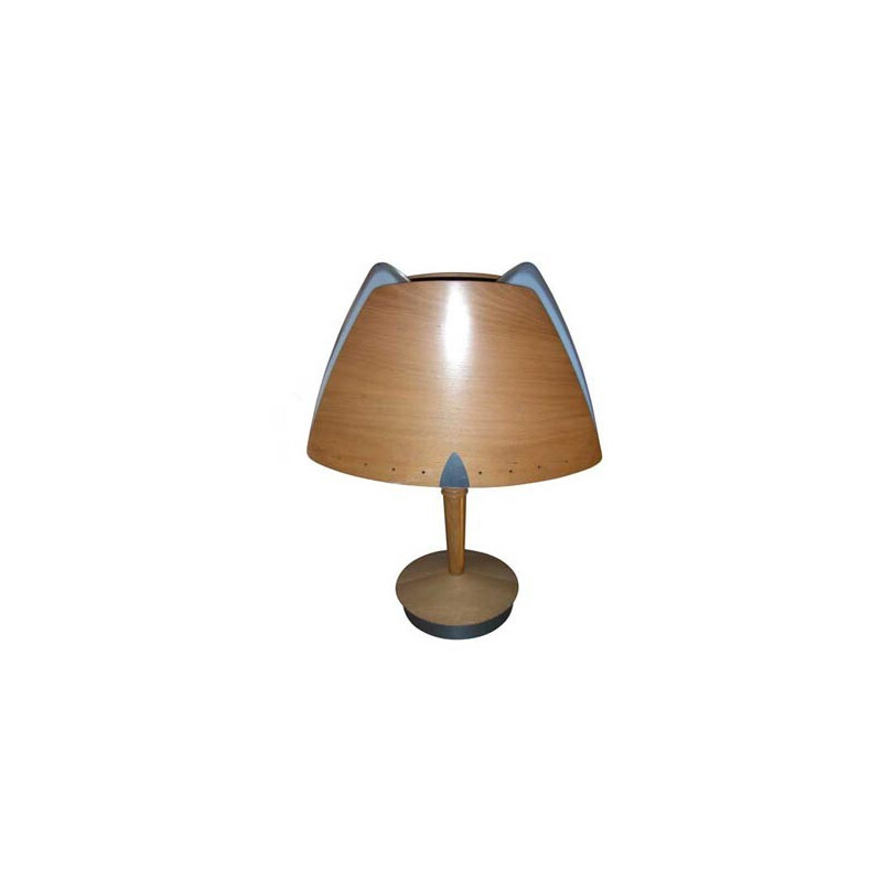 Vintage metal and wood table lamp for Lucid, 1970