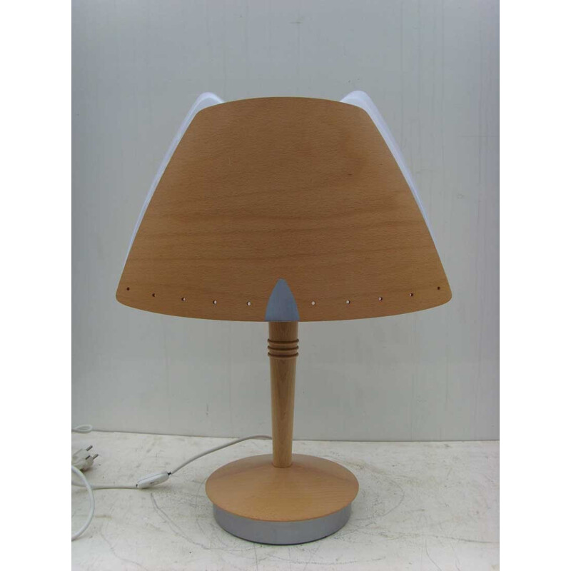 Vintage metal and wood table lamp for Lucid, 1970