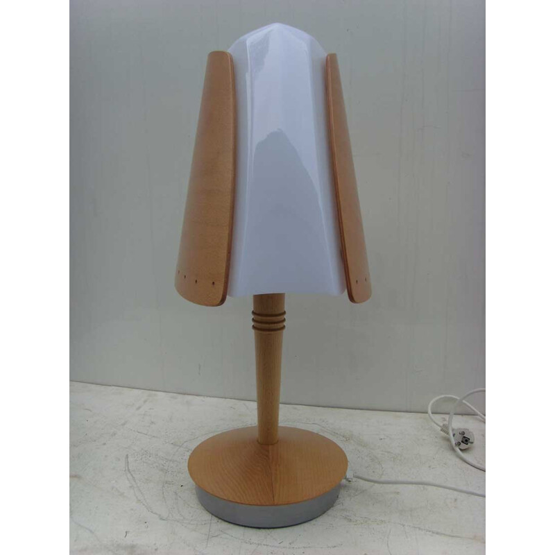 Lampada da tavolo vintage in metallo e legno per Lucid, 1970