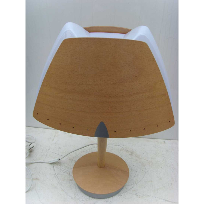 Vintage metal and wood table lamp for Lucid, 1970