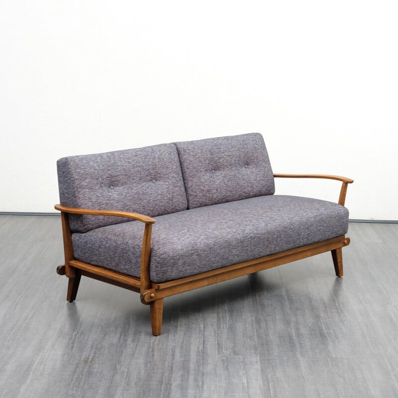 Vintage small stained beech frame daybed sofa - 1950s