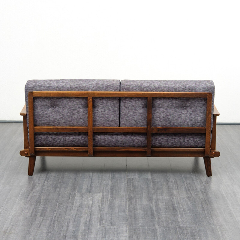Vintage small stained beech frame daybed sofa - 1950s