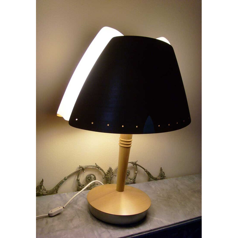 Vintage metal and wood table lamp for Lucid, 1970