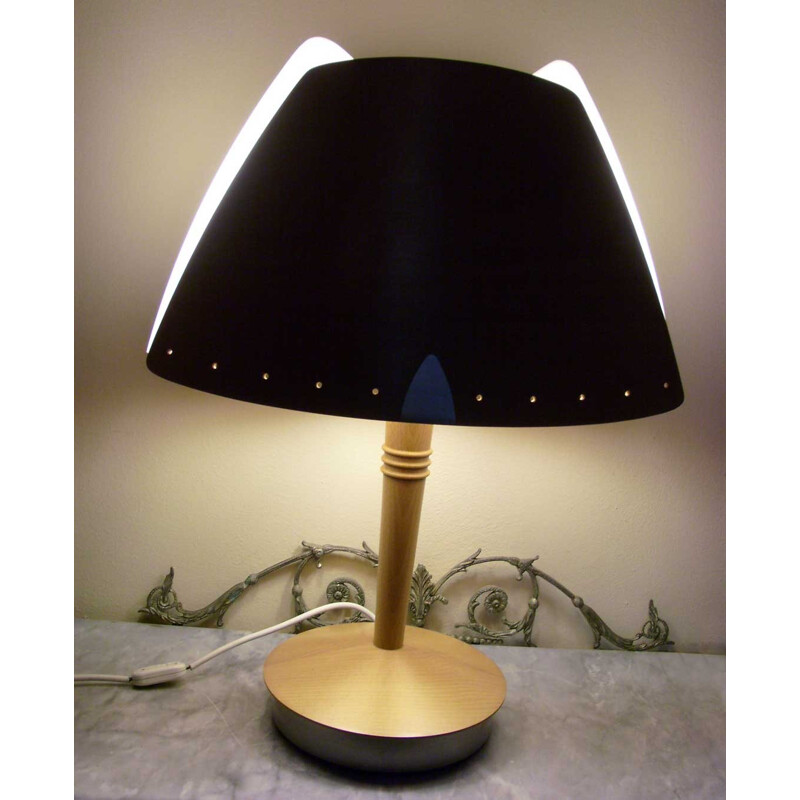 Vintage metal and wood table lamp for Lucid, 1970