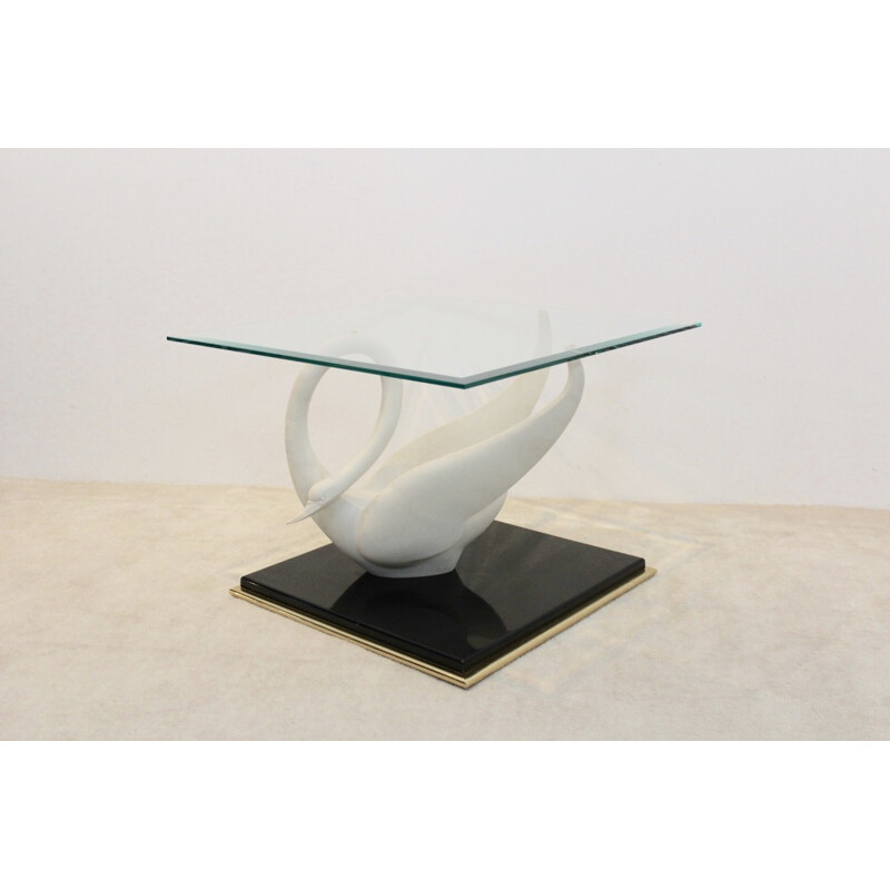 Table basse swan vintage en verre par Maison Jansen, 1960