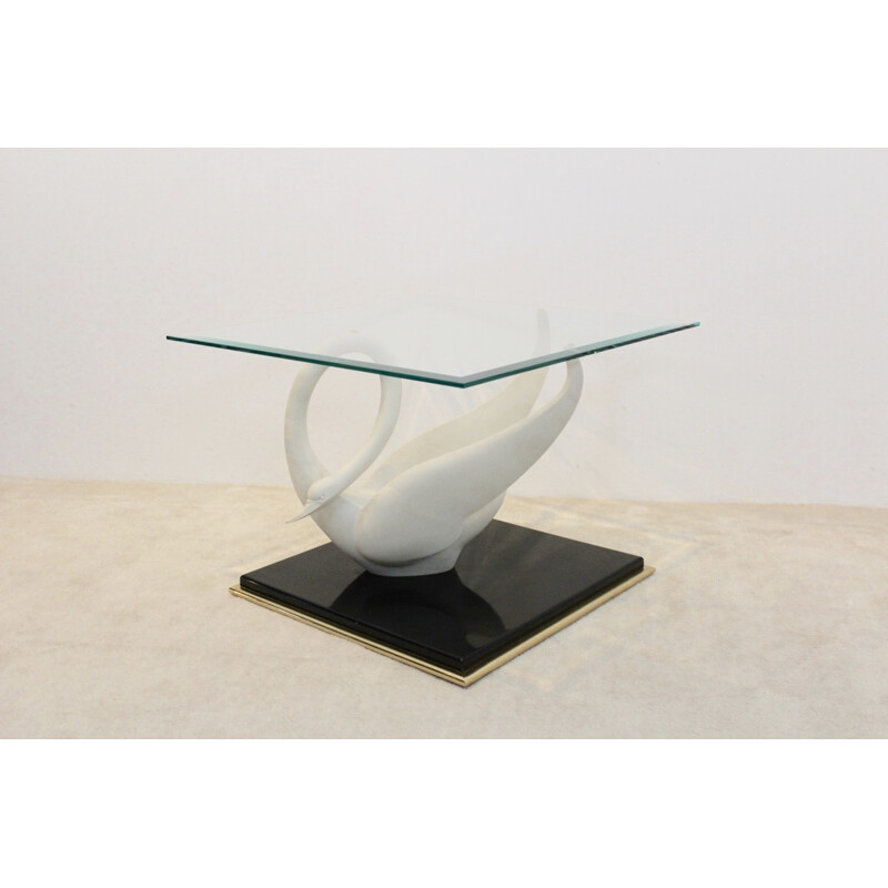 Vintage swan glass coffee table by Maison Jansen, 1960