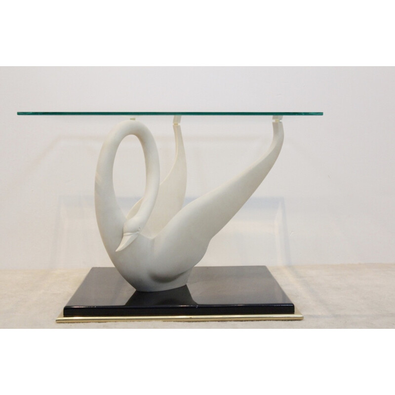 Vintage Swan Couchtisch aus Glas von Maison Jansen, 1960