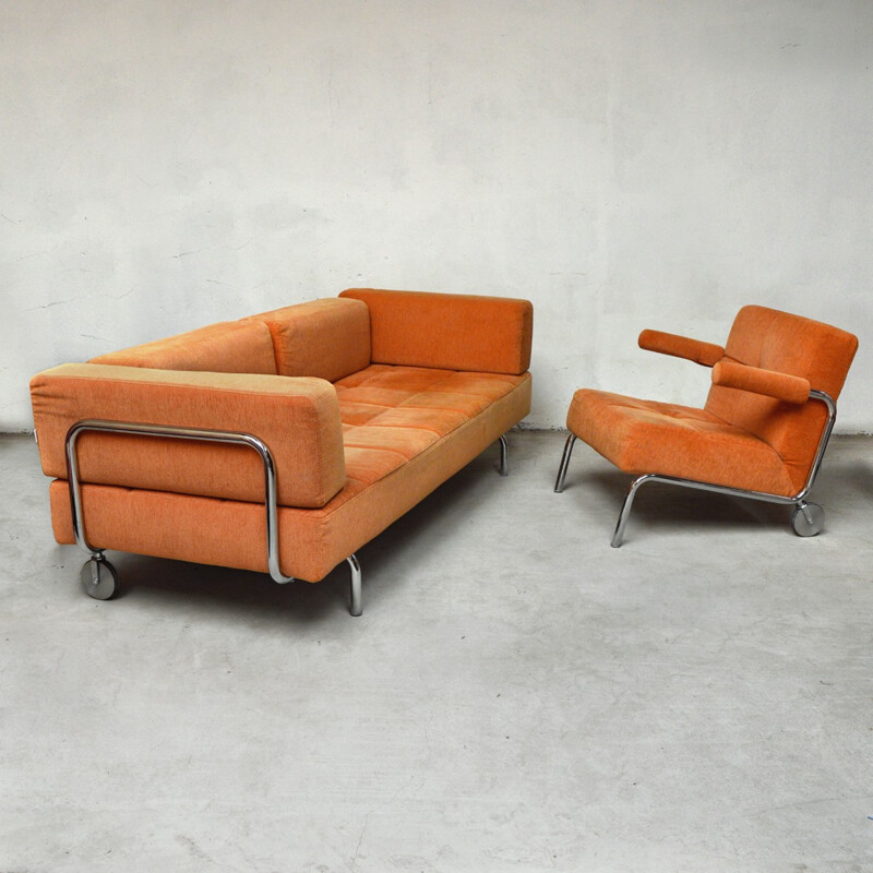 Ensemble de salon composé d'1 canapé 3 places & 1 fauteuil par Brühl - 1980