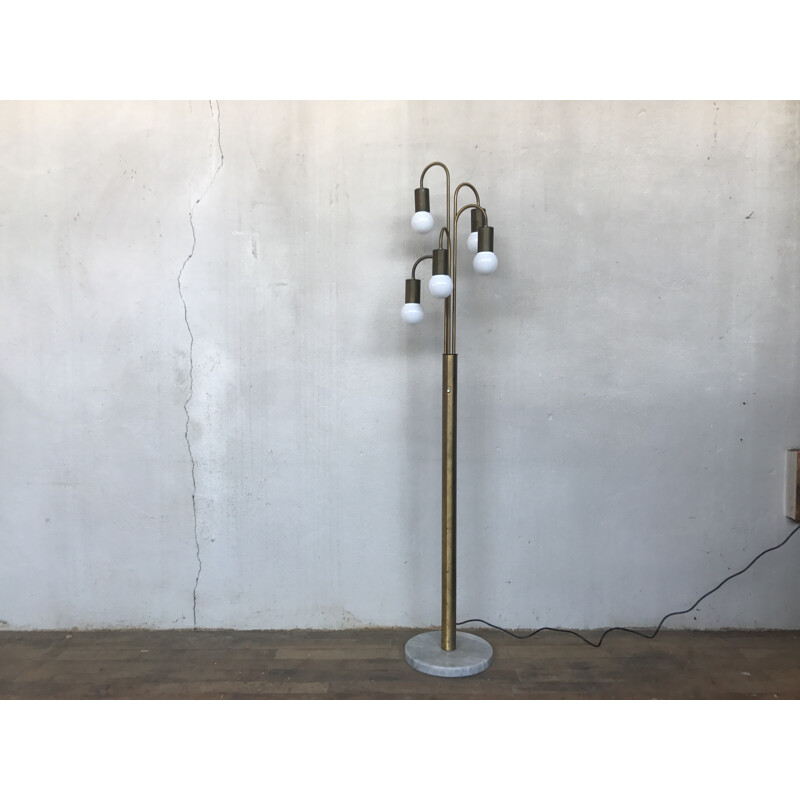 Vintage italian Floor lamp in brass & marble - 1970s