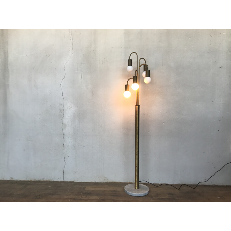 Vintage italian Floor lamp in brass & marble - 1970s