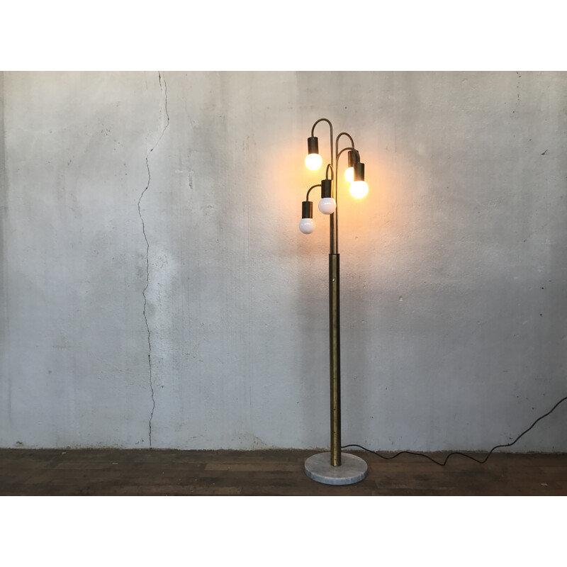 Vintage italian Floor lamp in brass & marble - 1970s