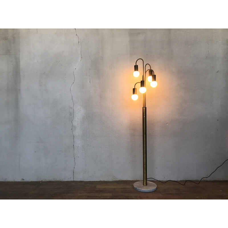 Vintage italian Floor lamp in brass & marble - 1970s