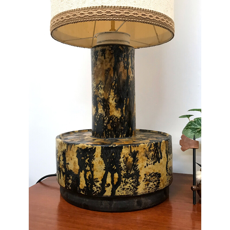 Vintage Dutch large table floor lamp in ceramic by Dijkstra Lampen - 1960s