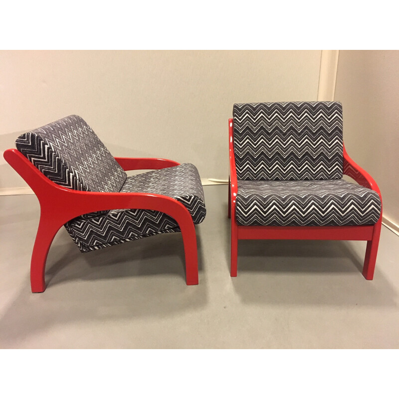 Suite de 2 fauteuils bicolores par Claudio Salocchi pour Sormani - 1960