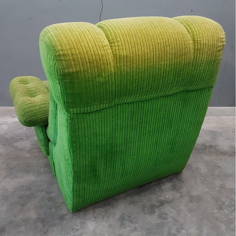 Vintage Space Age lounge chair made of apple green velvet - 1970s