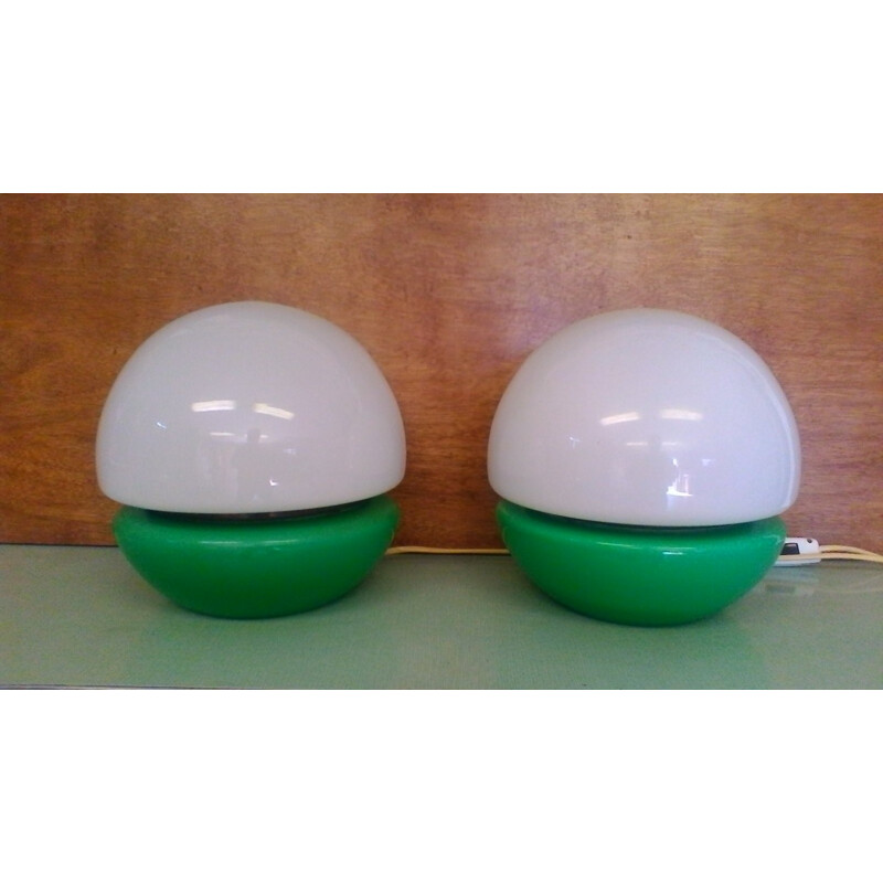 Pair of vintage glass table lamps by Kamenicky Šenov, 1970