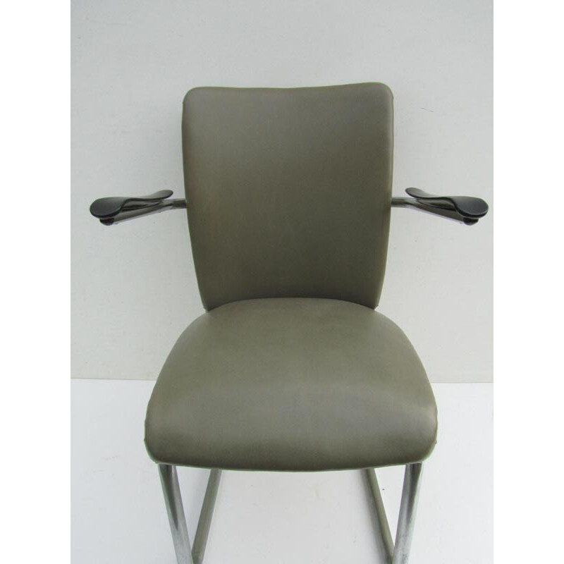 Gispen industrial armchair in leatherette and chrome - 1940