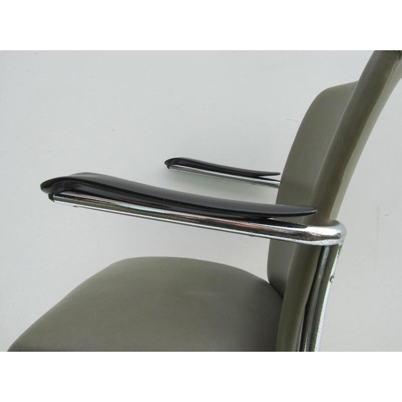 Gispen industrial armchair in leatherette and chrome - 1940