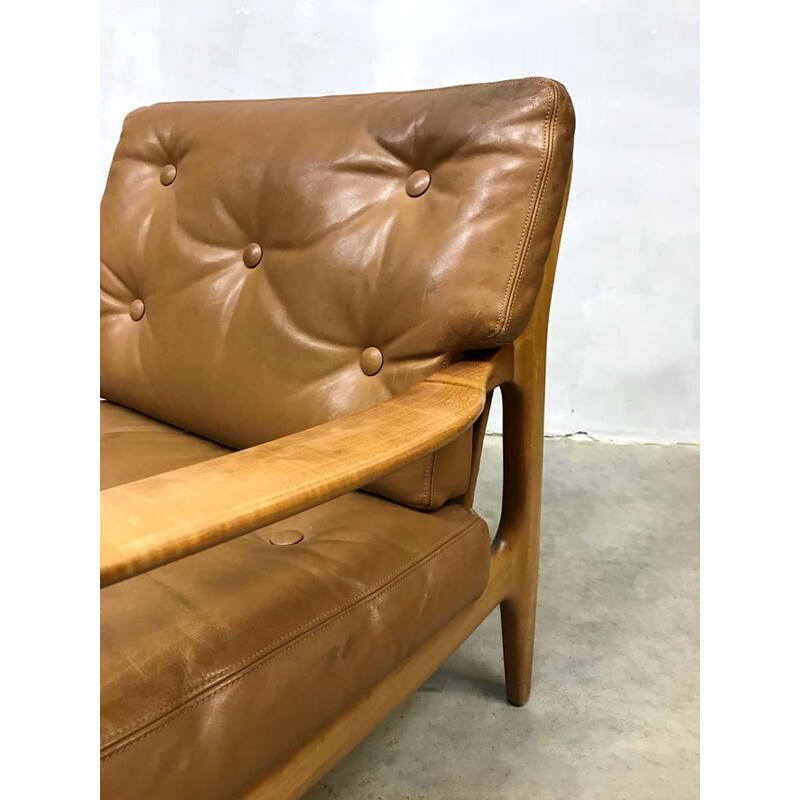 Suite de 2 fauteuils lounge marrons vintage d'Eugène Schmidt pour Soloform - 1960