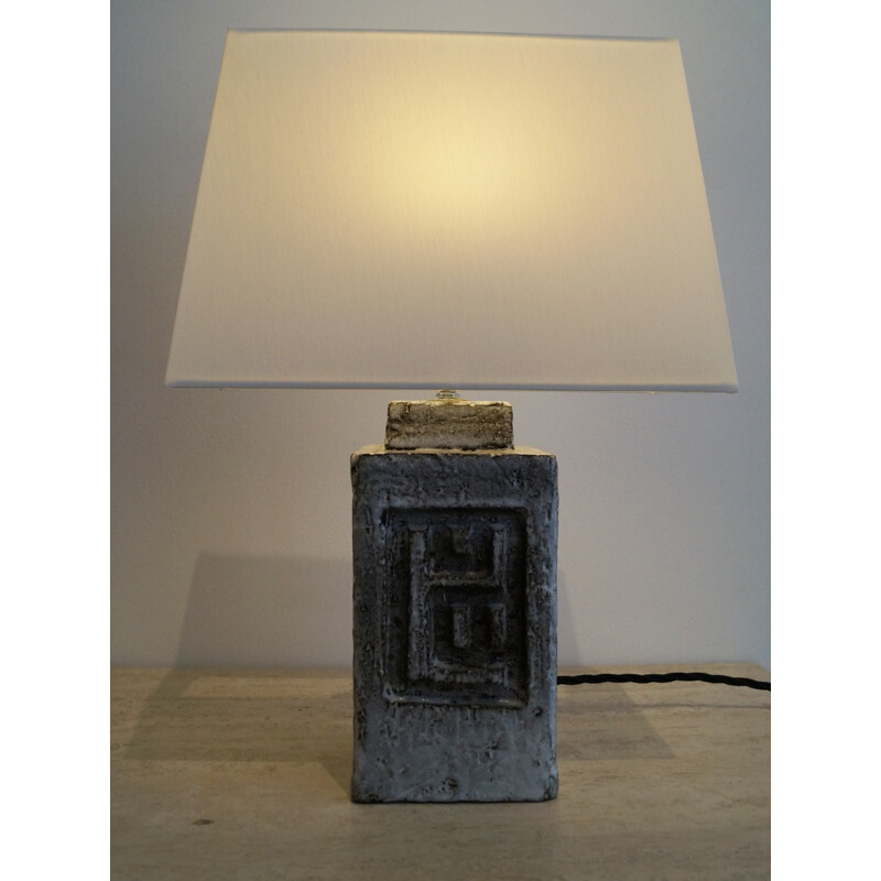 Vintage ceramic table lamp by Huguette, Marius Bessone and Vallauris, 1970