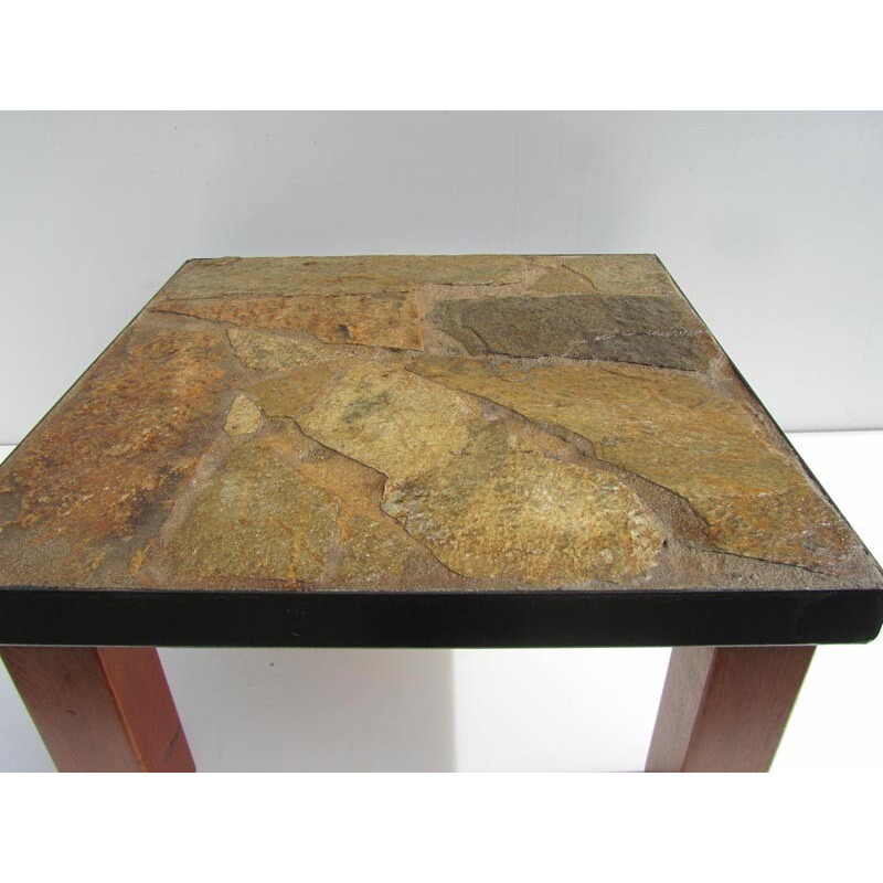 Coffee table in stone, iron and wood - 1970s