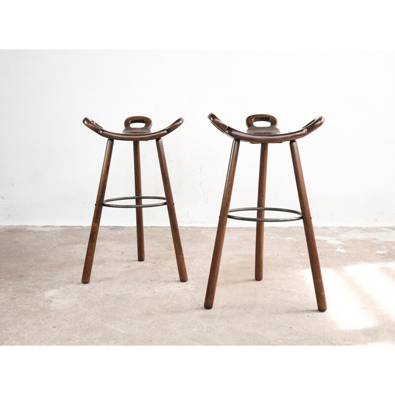 Tabouret de bar brutalise vintage espagnol - 1950