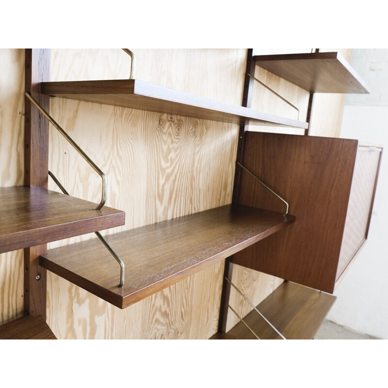 Wall system "Royal" in teak and brass by Poul Cadovius - 1960s
